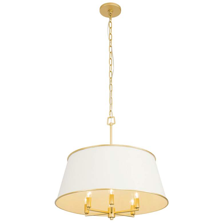 Image 2 Coco 6-Lt Pendant - Matte White/French Gold more views