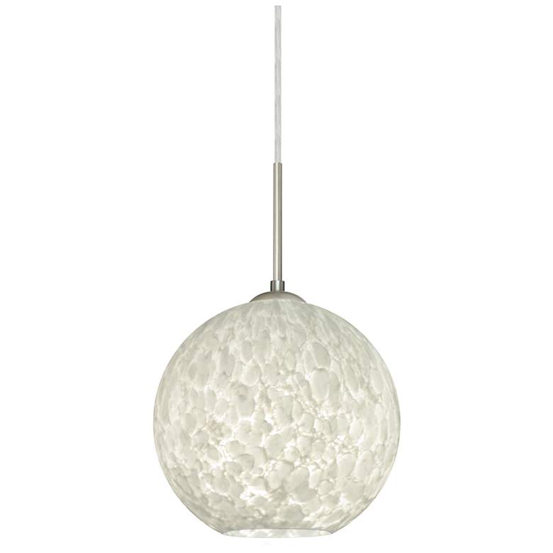 Image 1 Coco 8"W Satin Nickel Mini Pendant with Carrera Glass