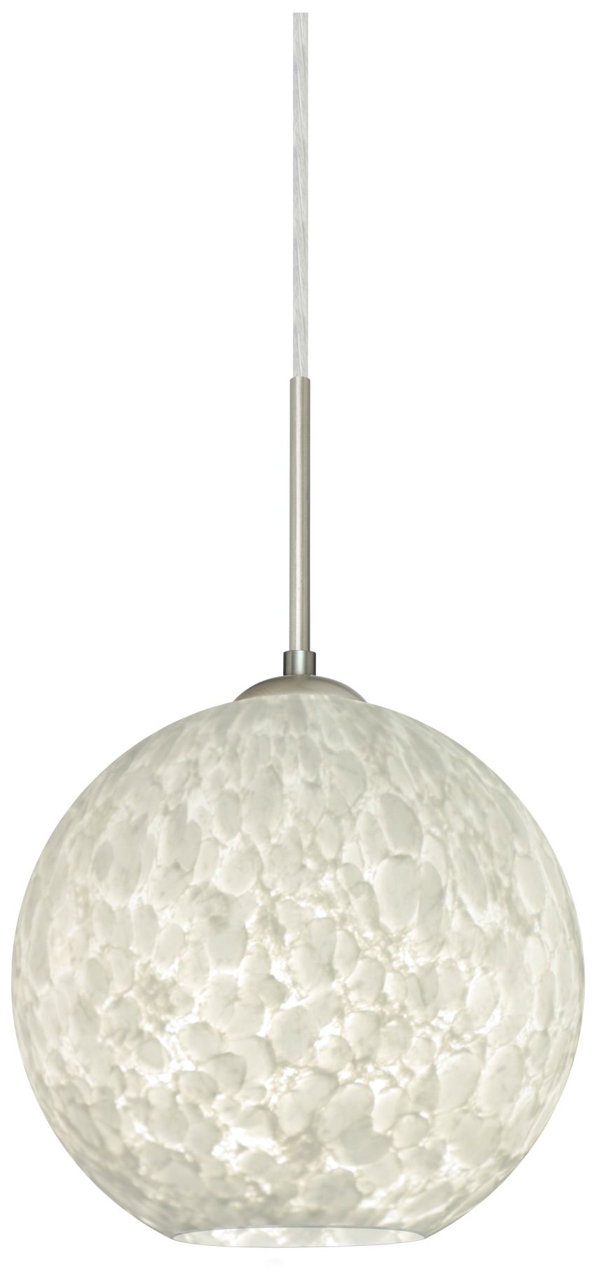 Thumbnail1 of Coco 8"W Satin Nickel Mini Pendant with Carrera Glass - Made to Order