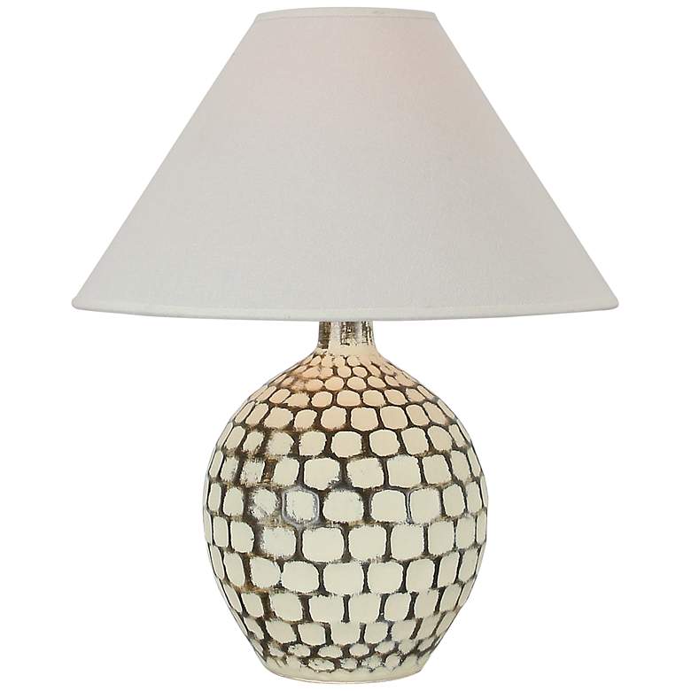 Image 1 Coconino Stone Rock White Rustic Farmhouse LED Accent Table Lamp