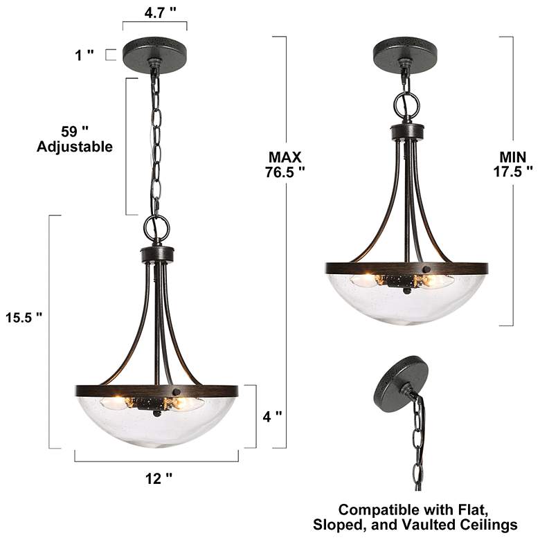 Image 7 Cody 11.8" Wide Faux Wood 3-Light Unique Chandelier more views