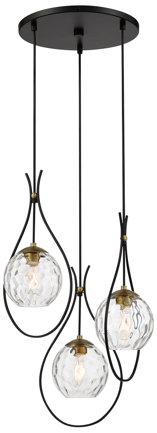 Image 2 Cody 19" Wide Coal and Soft Brass Multi-Light Pendant