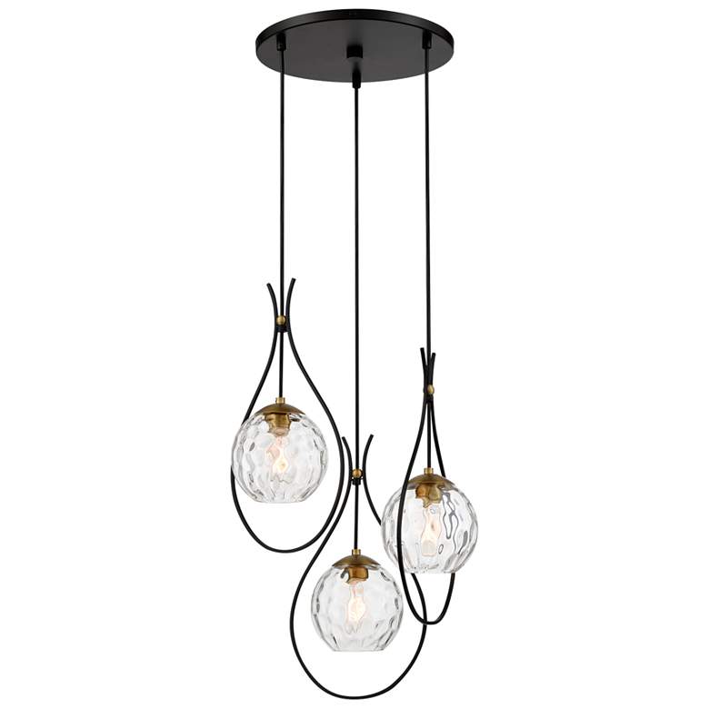 Image 2 Cody 19" Wide Coal and Soft Brass Multi-Light Pendant