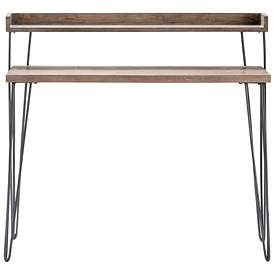 Image3 of Cody 39" Wide Distressed Brown Wood 2-Tier Desk more views