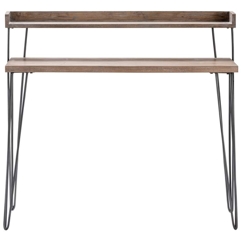 Image 3 Cody 39 inch Wide Distressed Brown Wood 2-Tier Desk more views