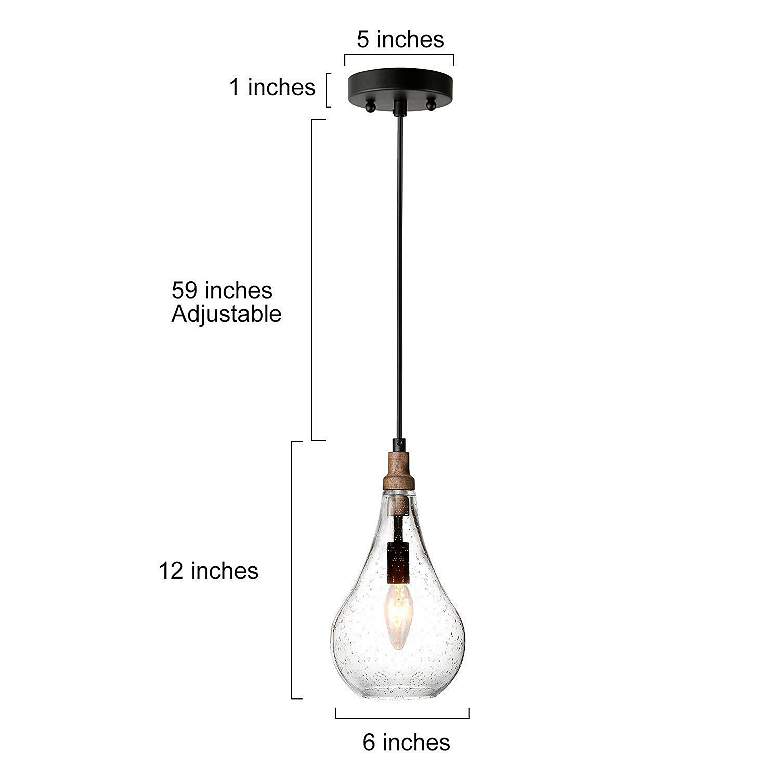 Image 6 Cody 6" Wide Matte Black and Teardrop Clear Glass Modern Mini-Pendant more views
