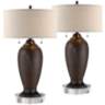 Cody Hammered Oiled Bronze Table Lamps With 8" Round Risers