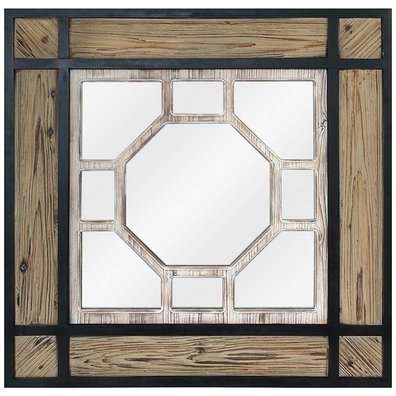 Image 1 Cody Natural and Black Wood 35 1/2 inch Square Wall Mirror