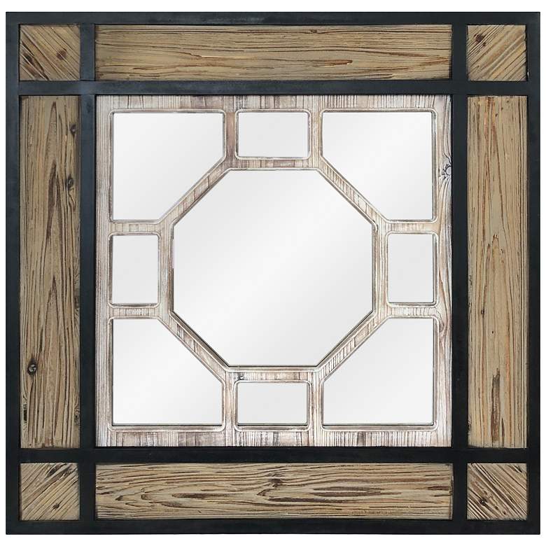 Image 1 Cody Natural and Black Wood 35 1/2" Square Wall Mirror