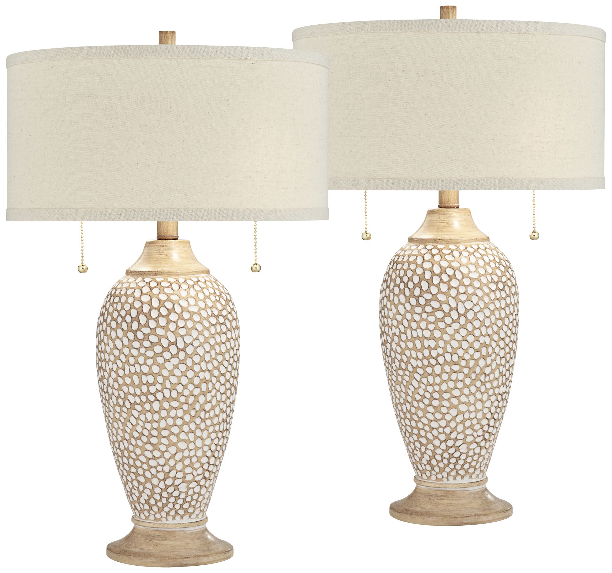 Cody Textured Pebble Beige Table Lamps Set of 2 265F1 Lamps Plus