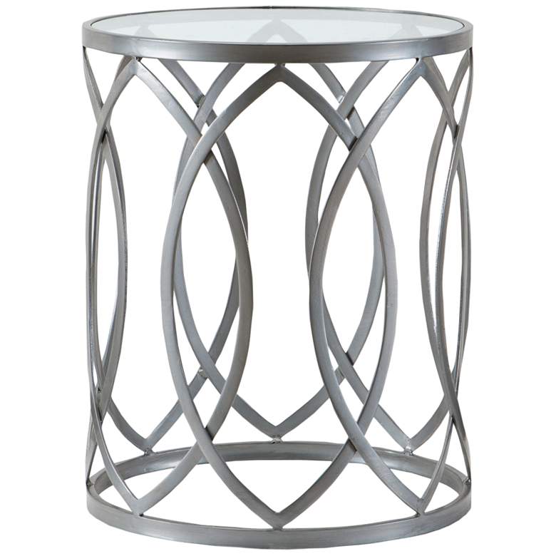 Image 2 Coen 16 1/4 inchW Silver Pewter Geometric Eyelet Accent Table