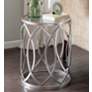Coen 16 1/4"W Silver Pewter Geometric Eyelet Accent Table
