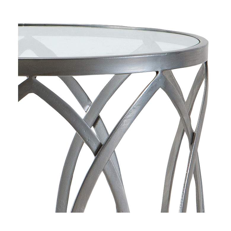Image 3 Coen 16 1/4 inchW Silver Pewter Geometric Eyelet Accent Table more views