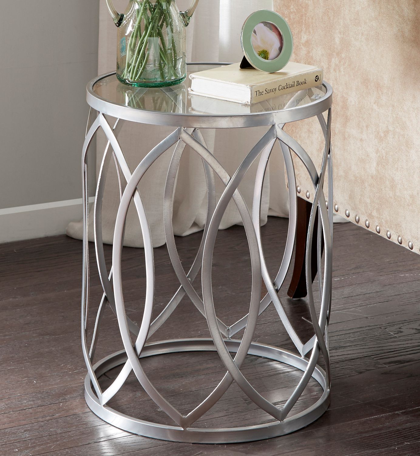 Madison park coen eyelet shop cutout end table