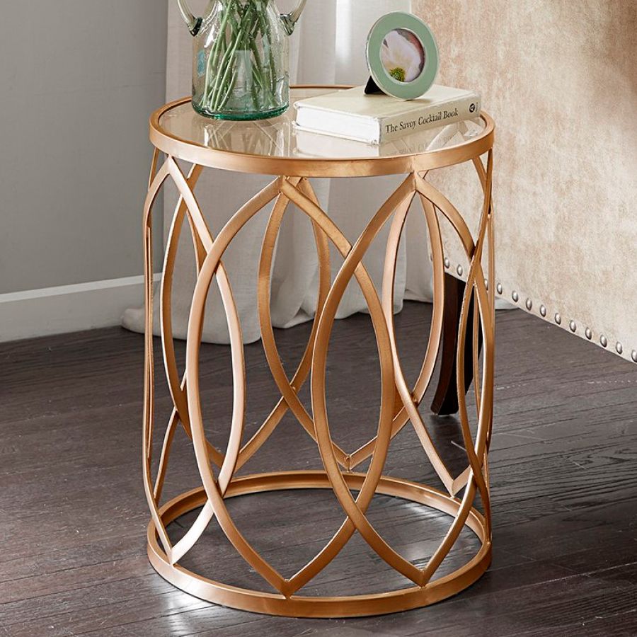 gold geometric accent table