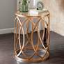 Coen 16" Wide Gold Geometric Eyelet Round Accent Table