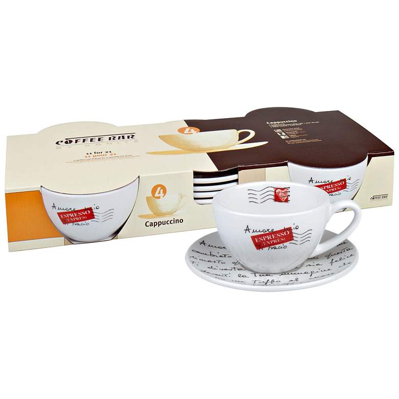 Image 1 Coffee Bar No. 4 Cappuccino Cups and Saucers Set of 4