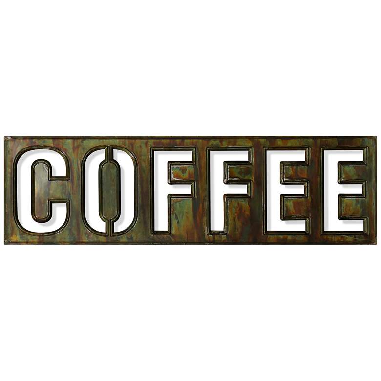 Image 1 Coffee Bistro Sign 36 inch Wide Burnished Metal Wall Art