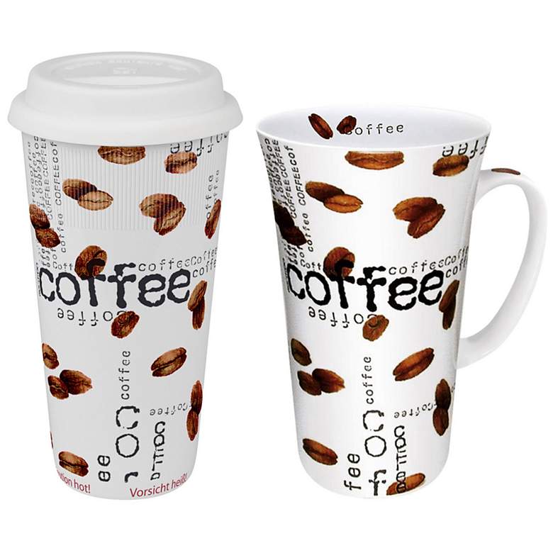 Image 1 Coffee Collage 2-Piece White Travel Mug Set