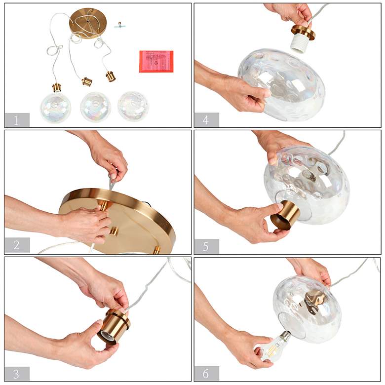 Image 5 Coglaze 3-Light Glass Cluster Island Pendant Light more views