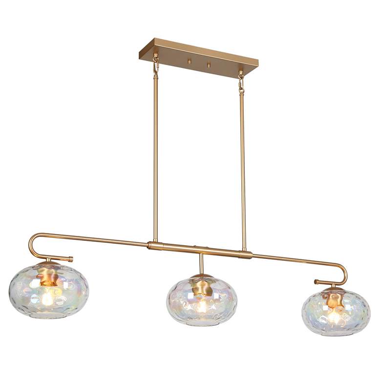 Image 1 Coglaze 47.2" Wide Gold 3-Light Colored Glass Island Chandelier