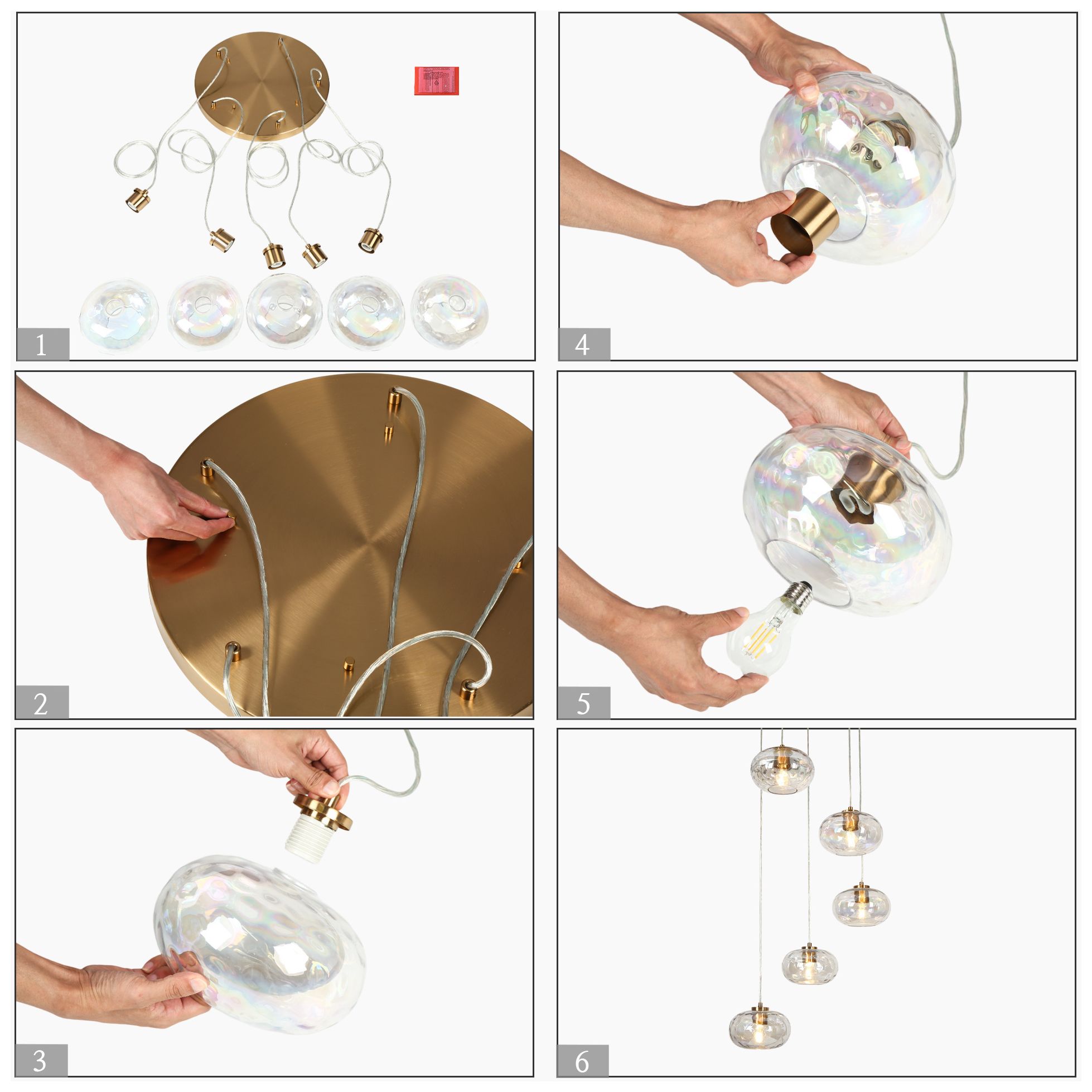 Coglaze 5-Light Glass Cluster Island Pendant Light