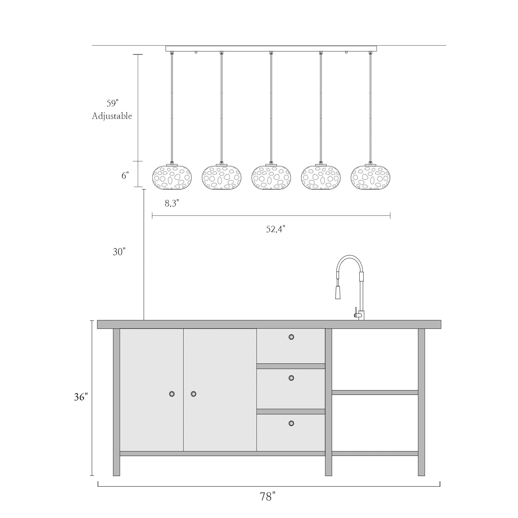 Coglaze 5-Light Glass Island Pendant Lights