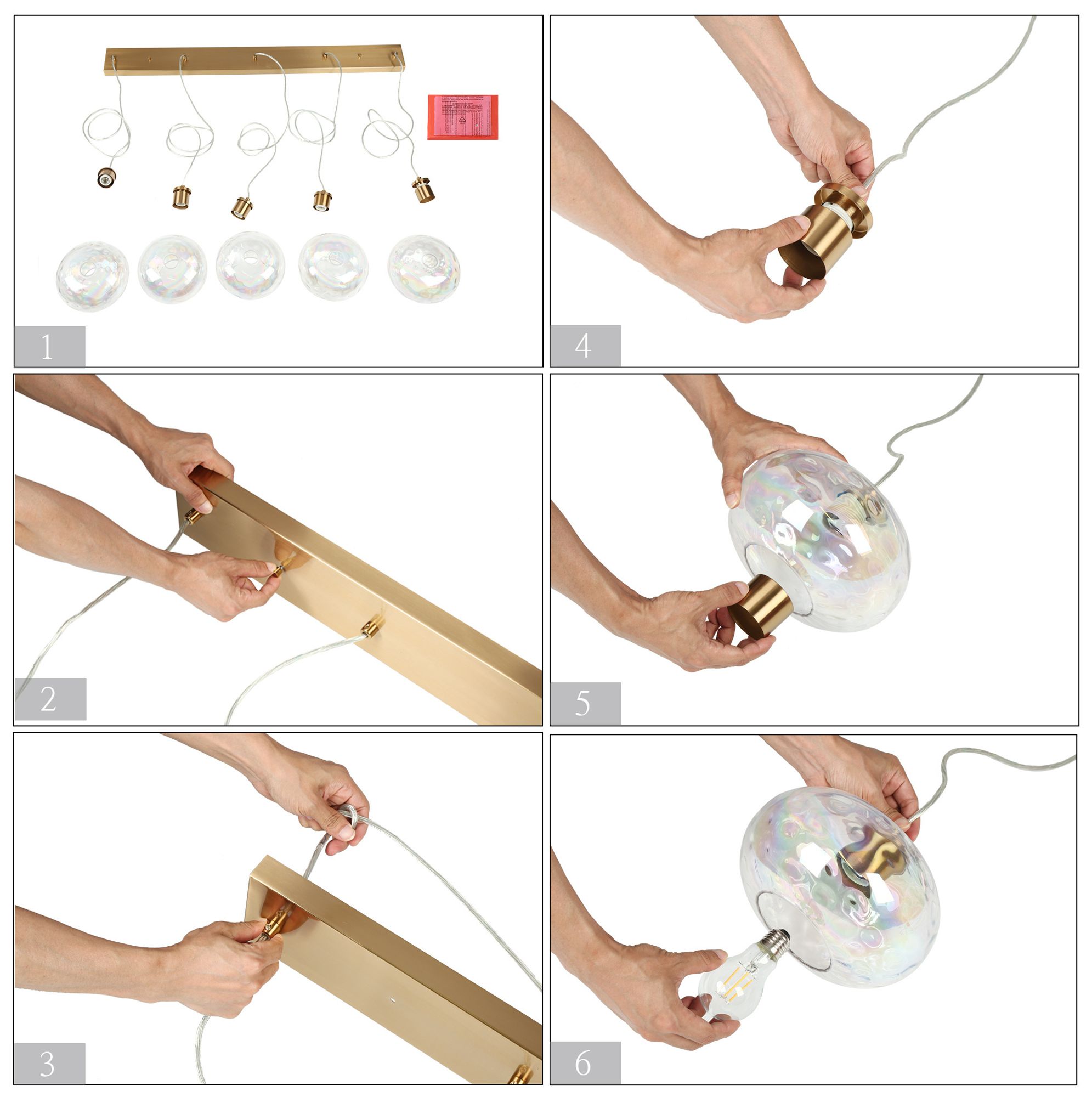 Coglaze 5-Light Glass Island Pendant Lights