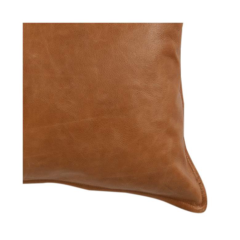 Image 2 Cognac Brown Leather Lumbar 36 inch x 16 inch Decorative Pillow more views