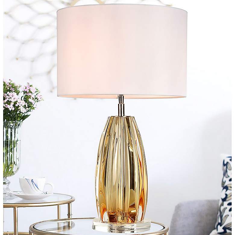 Image 1 Cognac Clear Amber Glass Table Lamp