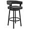 Cohen 26 in. Swivel Barstool in Black Finish, Black Faux Leather