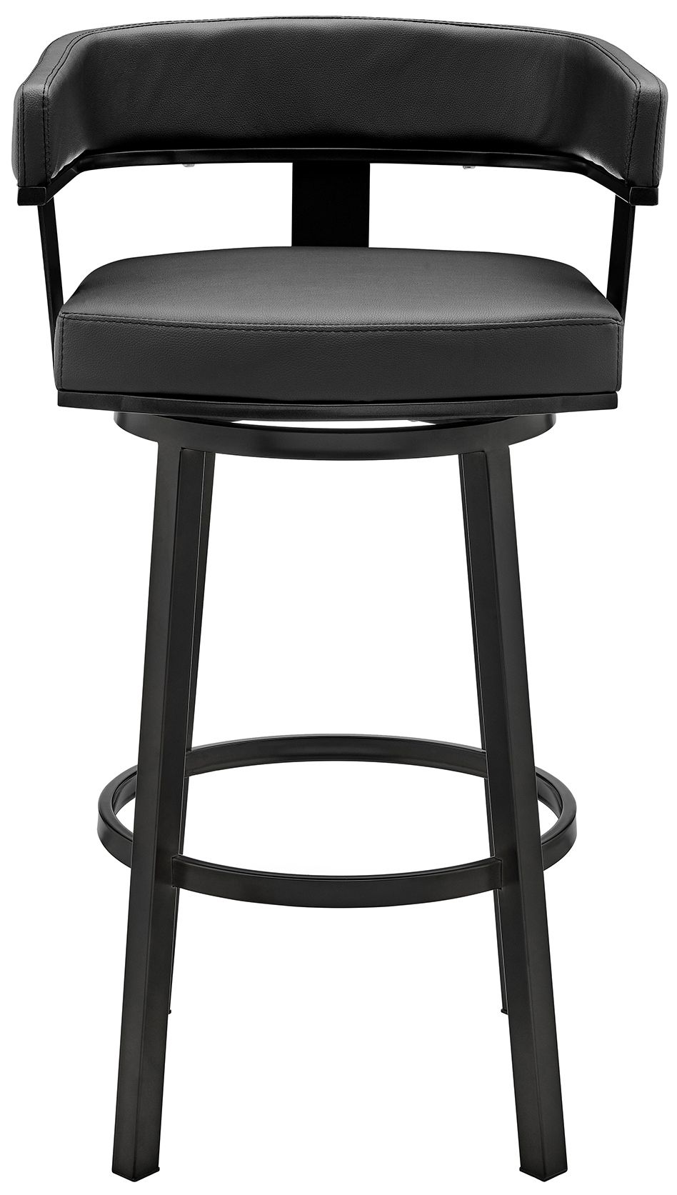 Image 3 Cohen 26 in. Swivel Barstool in Black Finish, Black Faux Leather more views