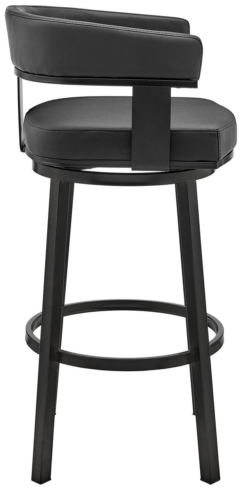 Image 4 Cohen 26 in. Swivel Barstool in Black Finish, Black Faux Leather more views