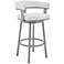 Cohen 26 in. Swivel Barstool in Black Finish, White Faux Leather