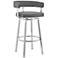 Cohen 26" Gray Faux Leather and Steel Swivel Counter Stool