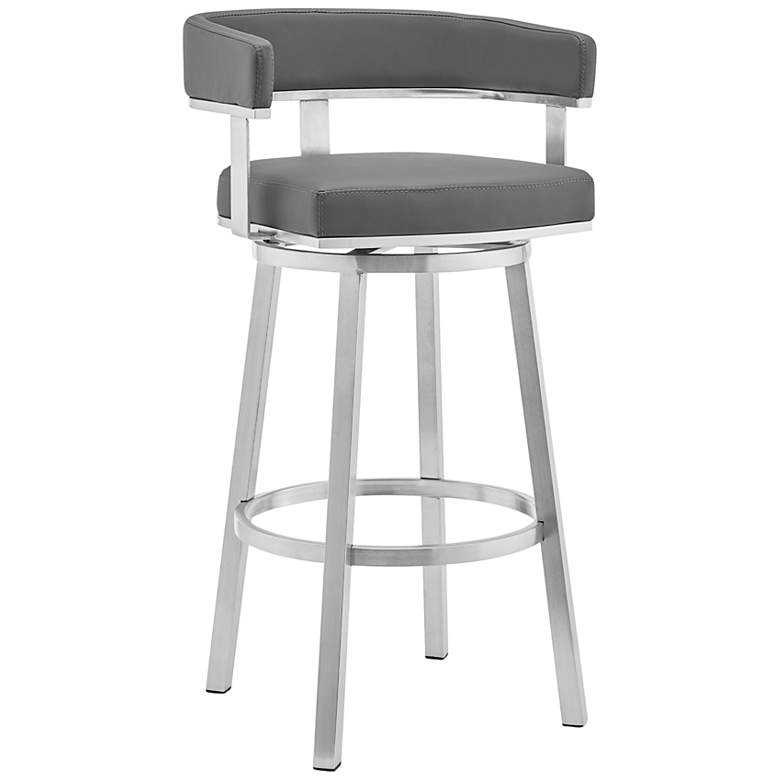 Image 1 Cohen 26 inch Gray Faux Leather and Steel Swivel Counter Stool