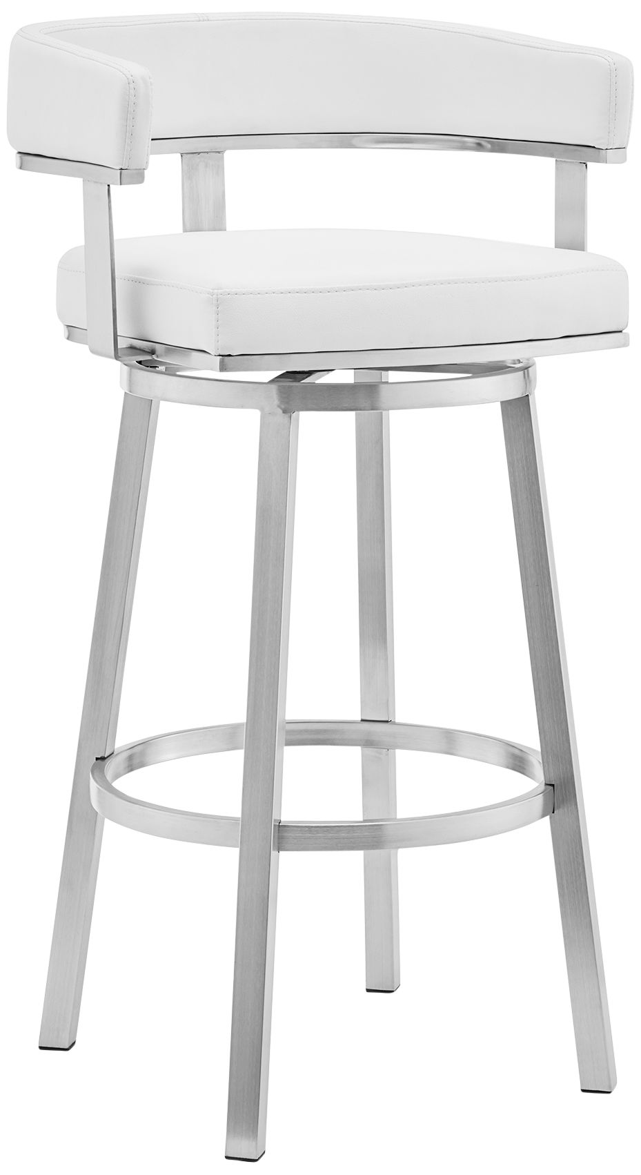 Cohen 26" White Faux Leather and Steel Swivel Counter Stool