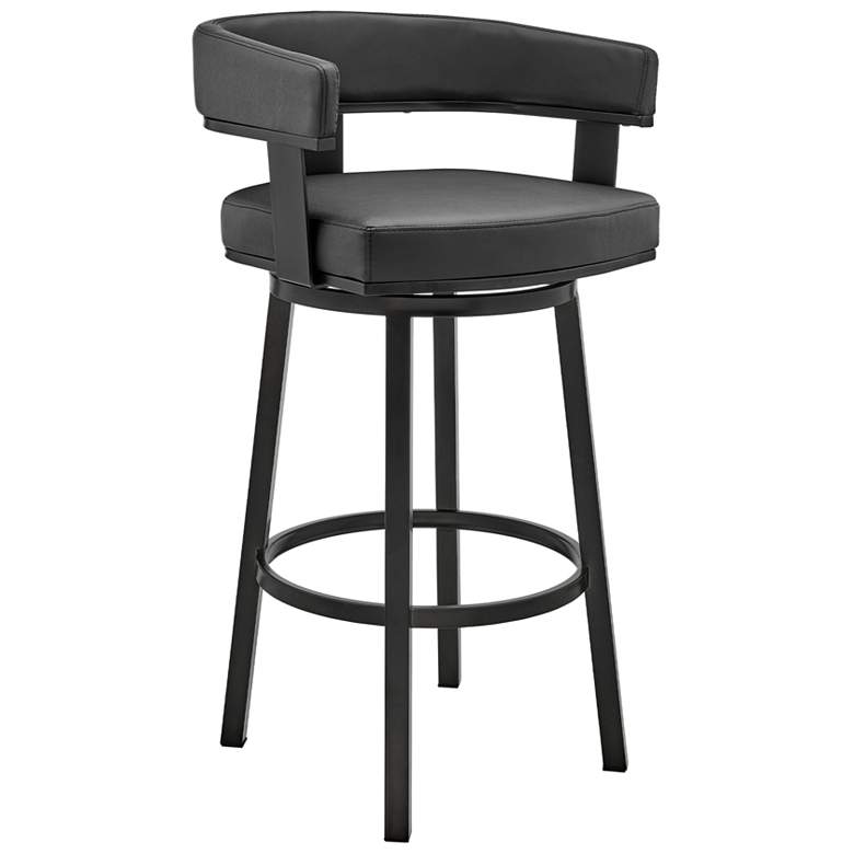 Image 1 Cohen 30 in. Swivel Barstool in Black Finish, Black Faux Leather
