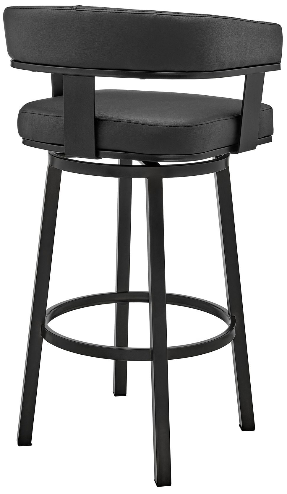 Image 5 Cohen 30 in. Swivel Barstool in Black Finish, Black Faux Leather more views