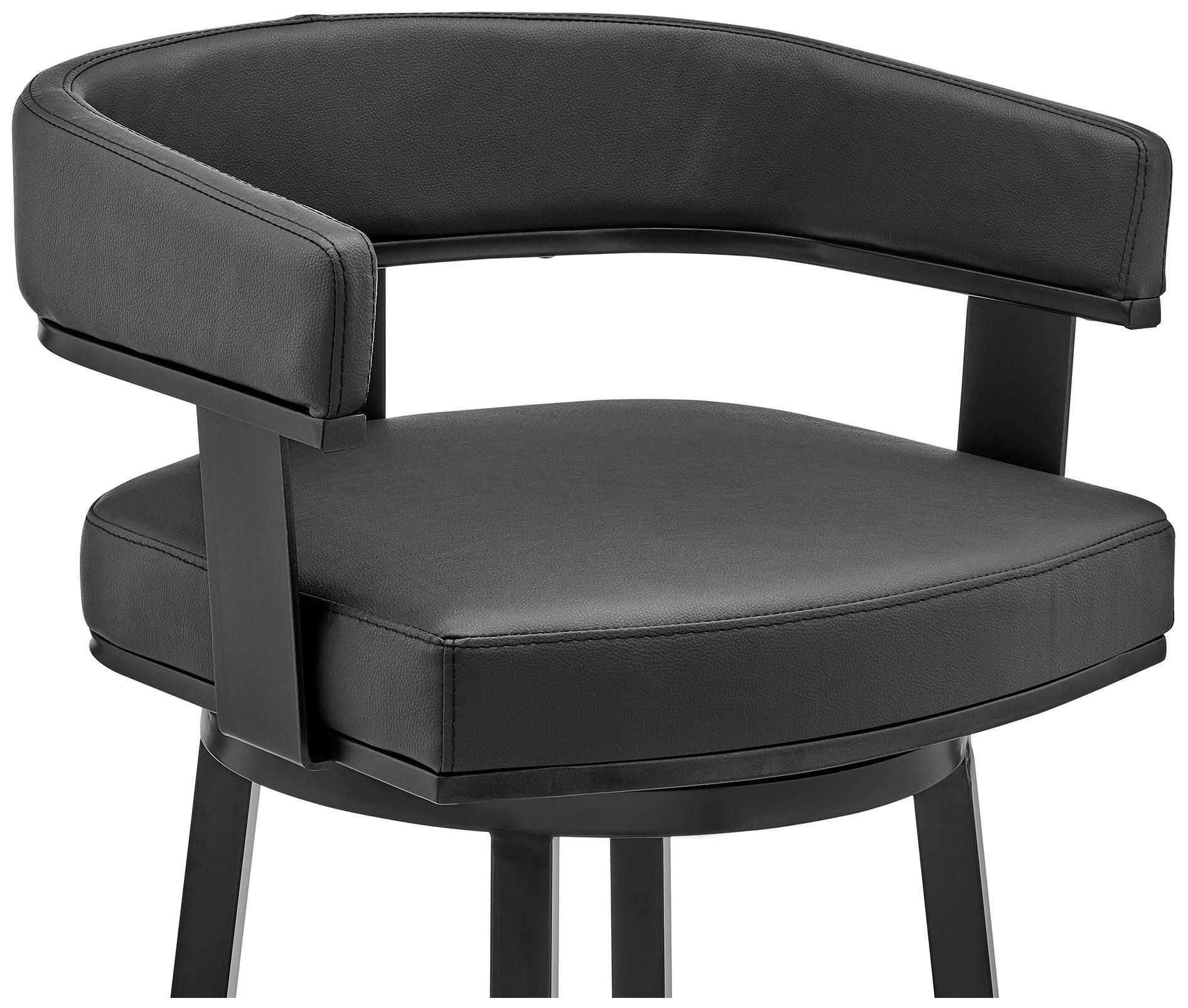 Image 7 Cohen 30 in. Swivel Barstool in Black Finish, Black Faux Leather more views
