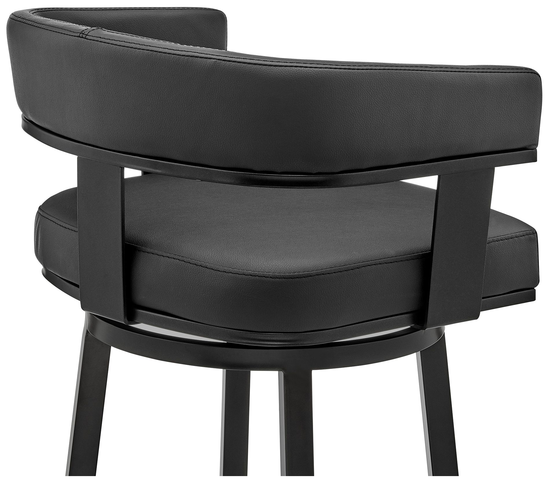 Cohen 30 in. Swivel Barstool in Black Finish, Black Faux Leather