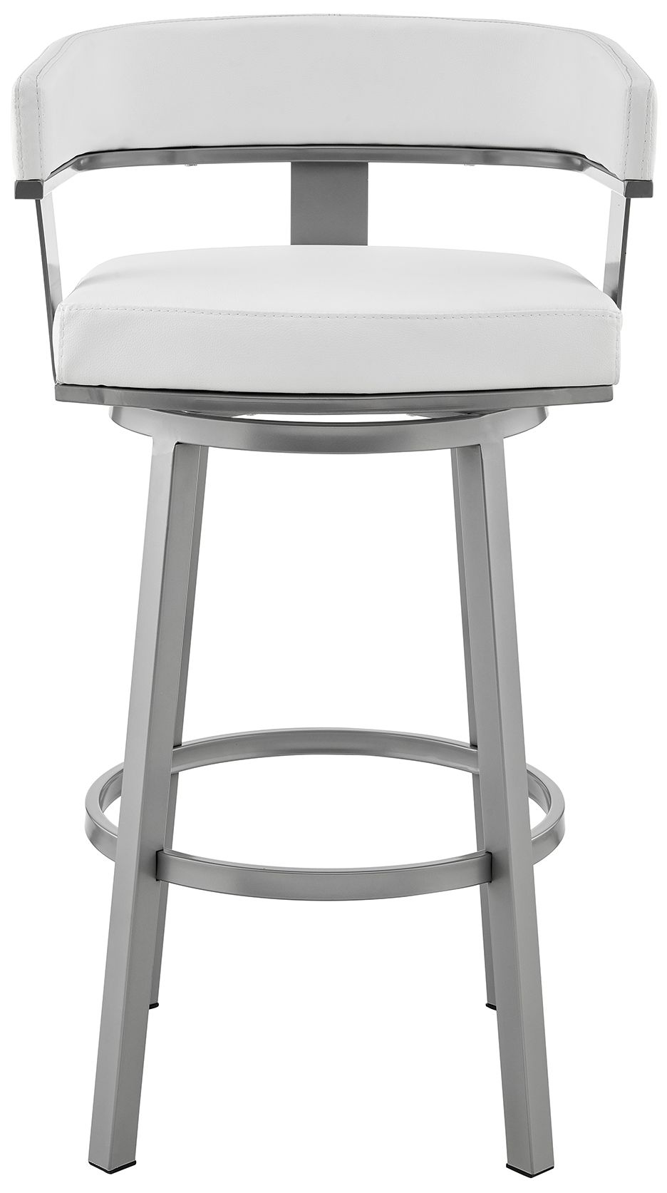 Image 3 Cohen 30 in. Swivel Barstool in Black Finish, White Faux Leather more views