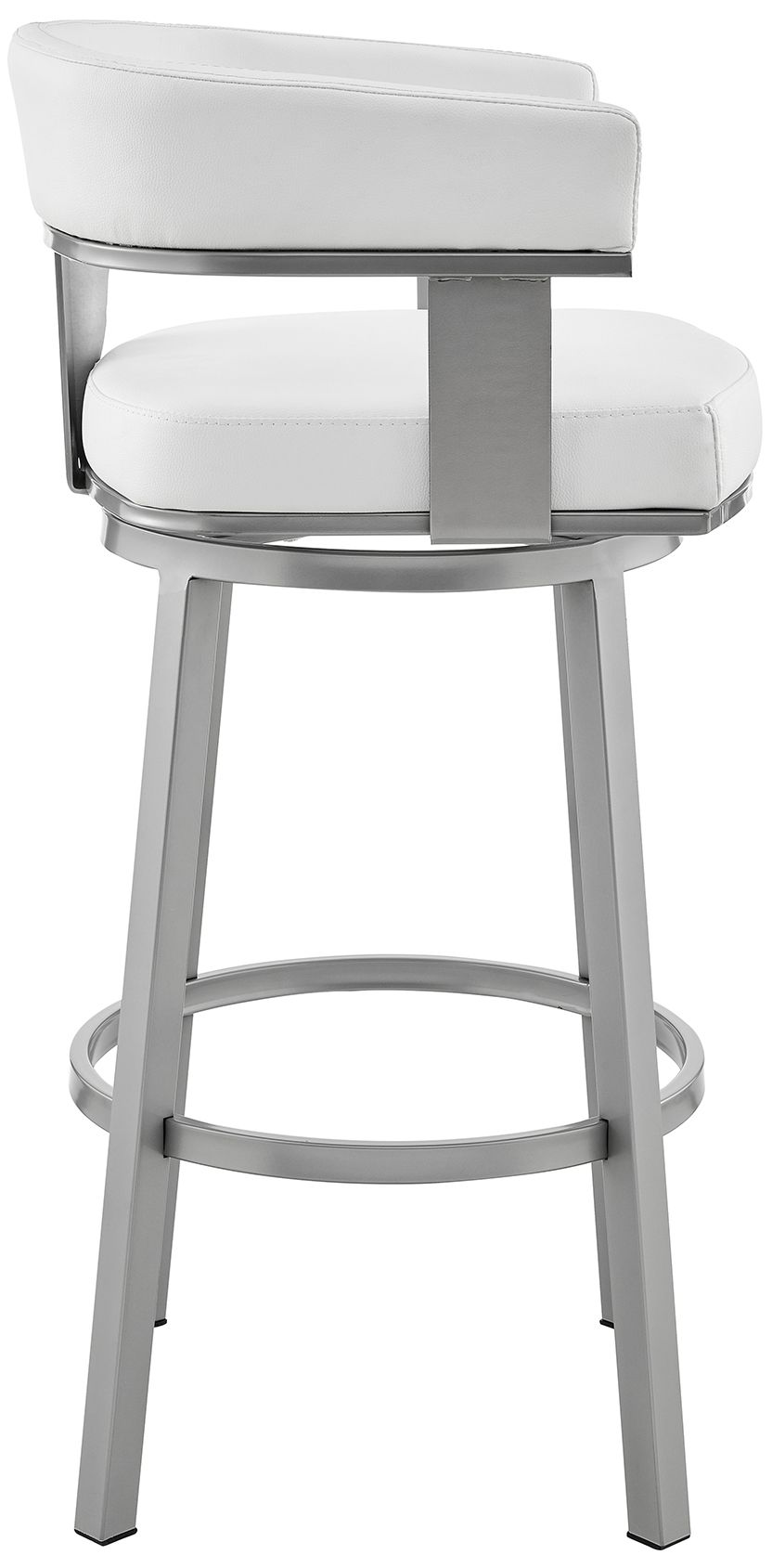 Image 4 Cohen 30 in. Swivel Barstool in Black Finish, White Faux Leather more views