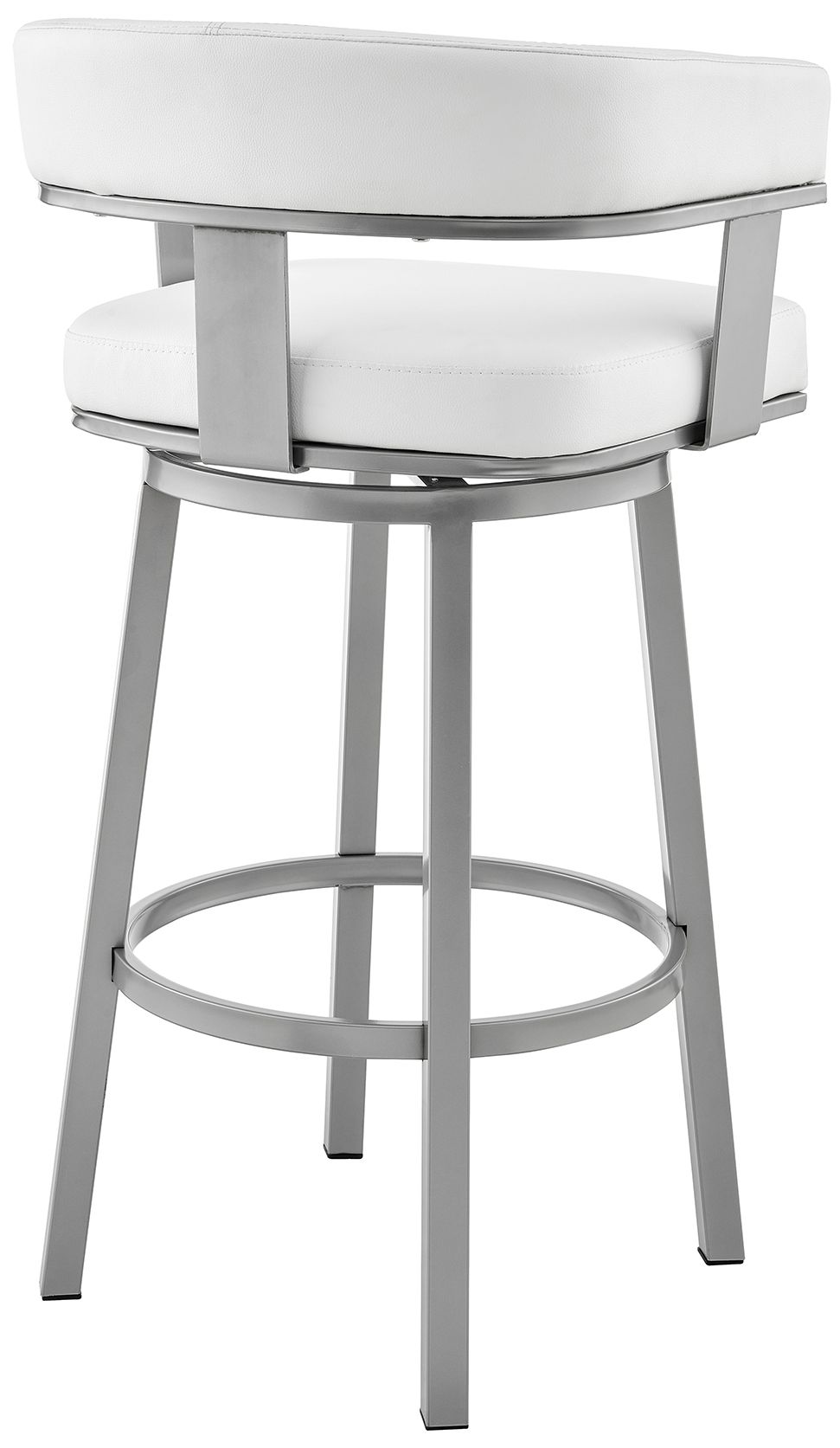 Image 5 Cohen 30 in. Swivel Barstool in Black Finish, White Faux Leather more views