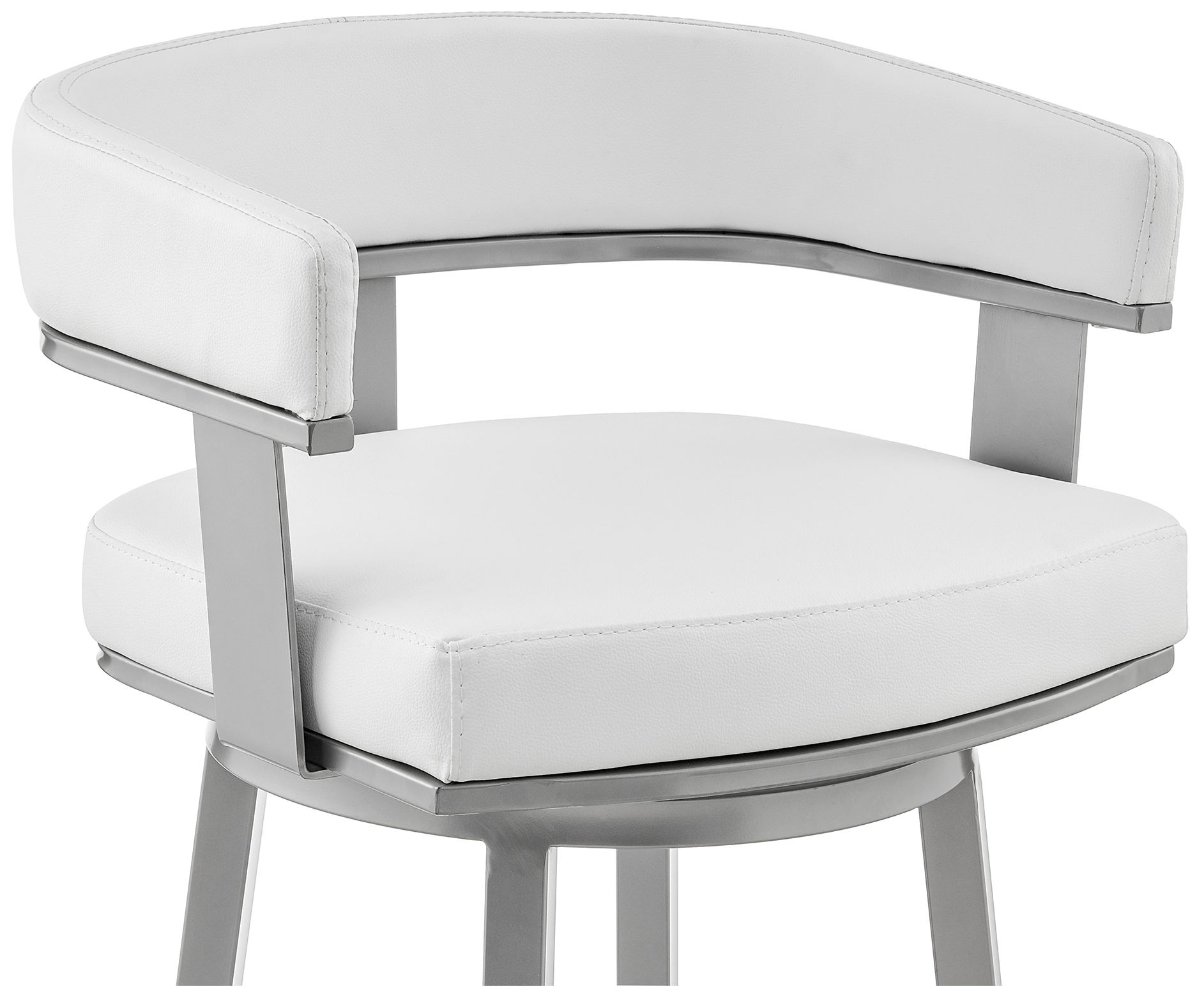 Image 7 Cohen 30 in. Swivel Barstool in Black Finish, White Faux Leather more views