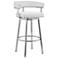 Cohen 30 in. Swivel Barstool in Stainless Steel, White Faux Leather