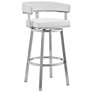 Cohen 30 in. Swivel Barstool in Stainless Steel, White Faux Leather