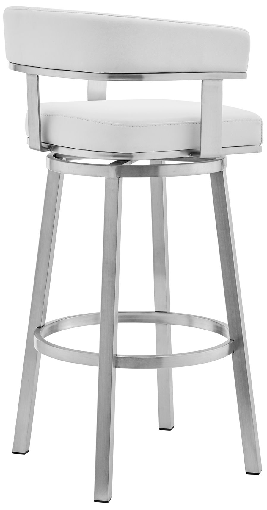 Image 4 Cohen 30 in. Swivel Barstool in Stainless Steel, White Faux Leather more views