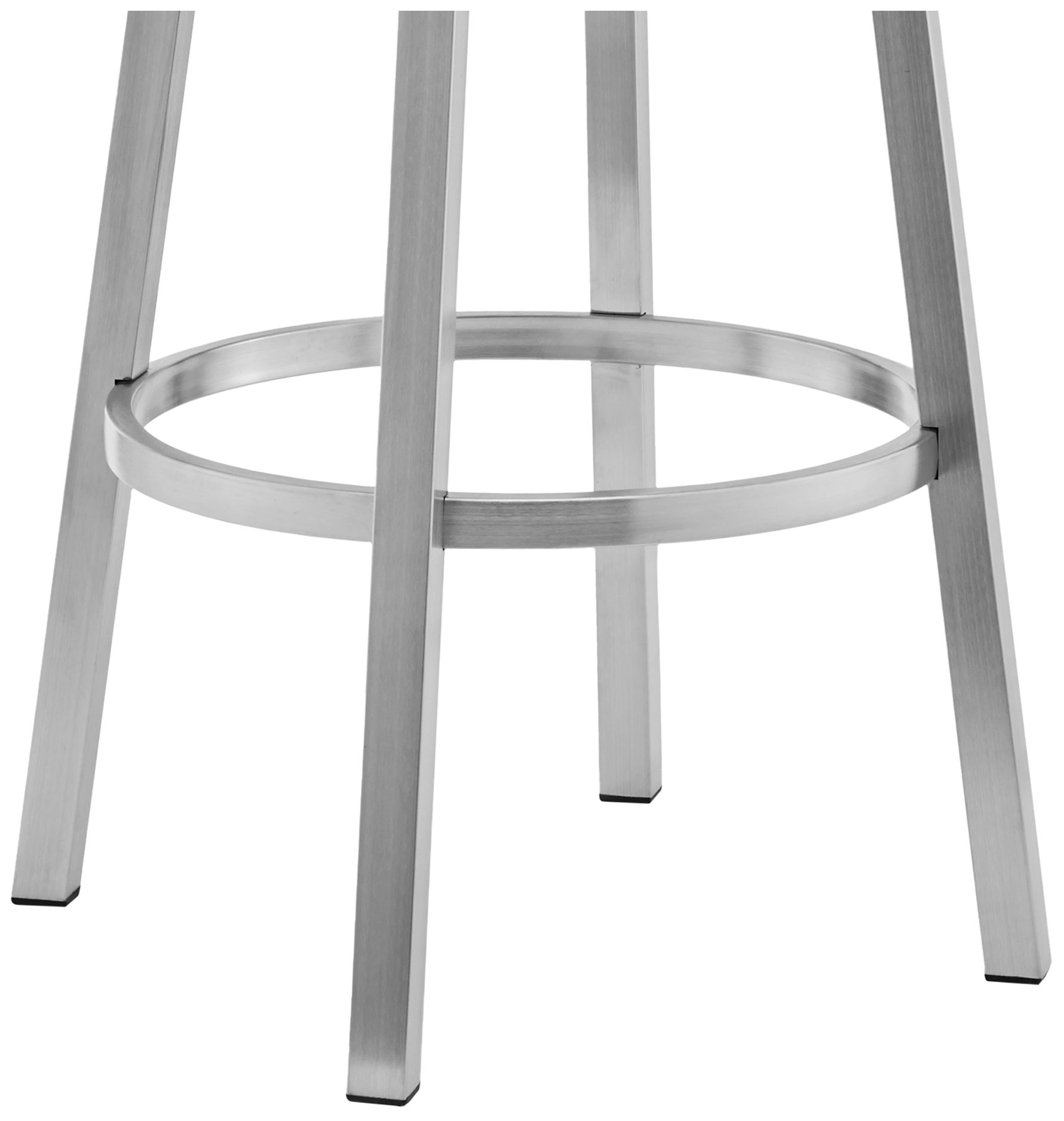 Image 7 Cohen 30 in. Swivel Barstool in Stainless Steel, White Faux Leather more views
