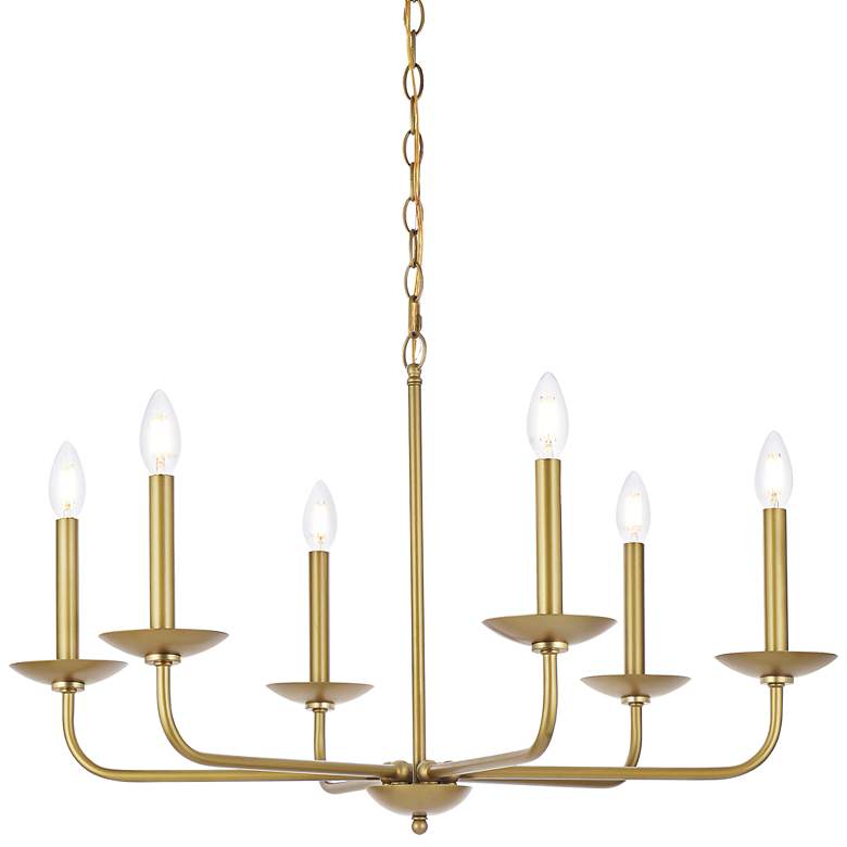 Image 3 Cohen 30" Wide Brass 6-Light Chandelier